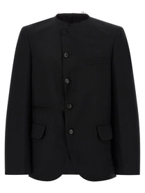 Comme Des Garcons Black Raw Cut Hem Blazer Black