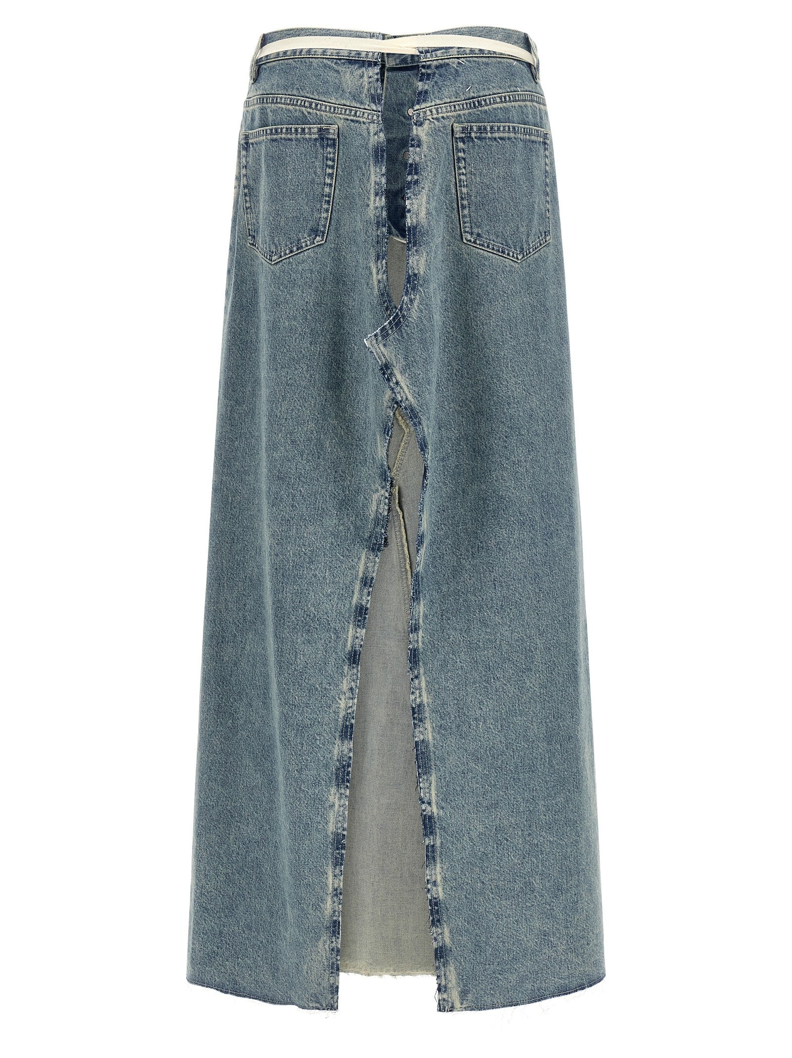 Maison Margiela Raw Hem Denim Skirt Blue