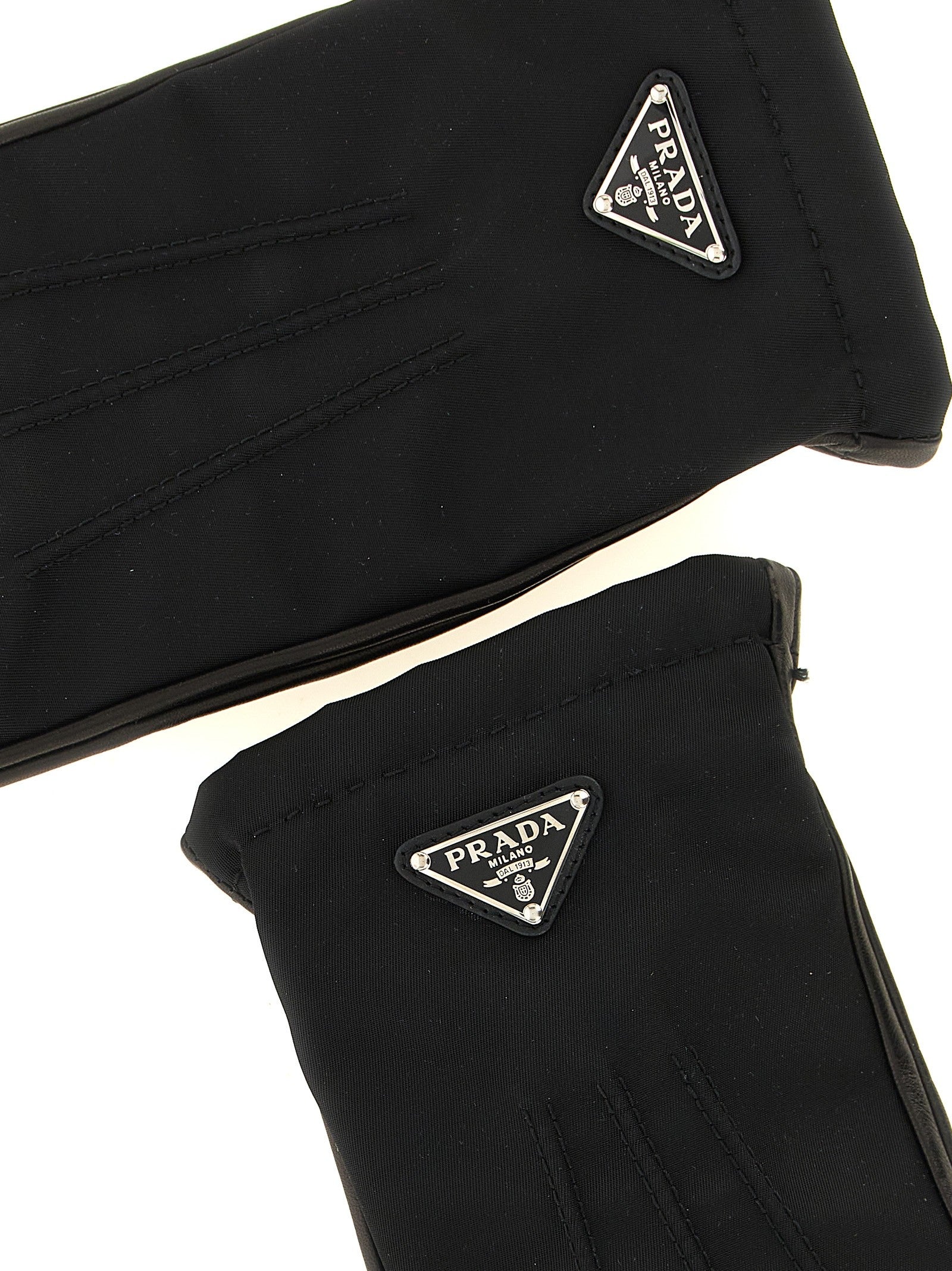 Prada Re Nylon and Nappa Gloves Black