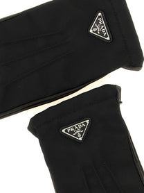 Prada Re Nylon and Nappa Gloves Black