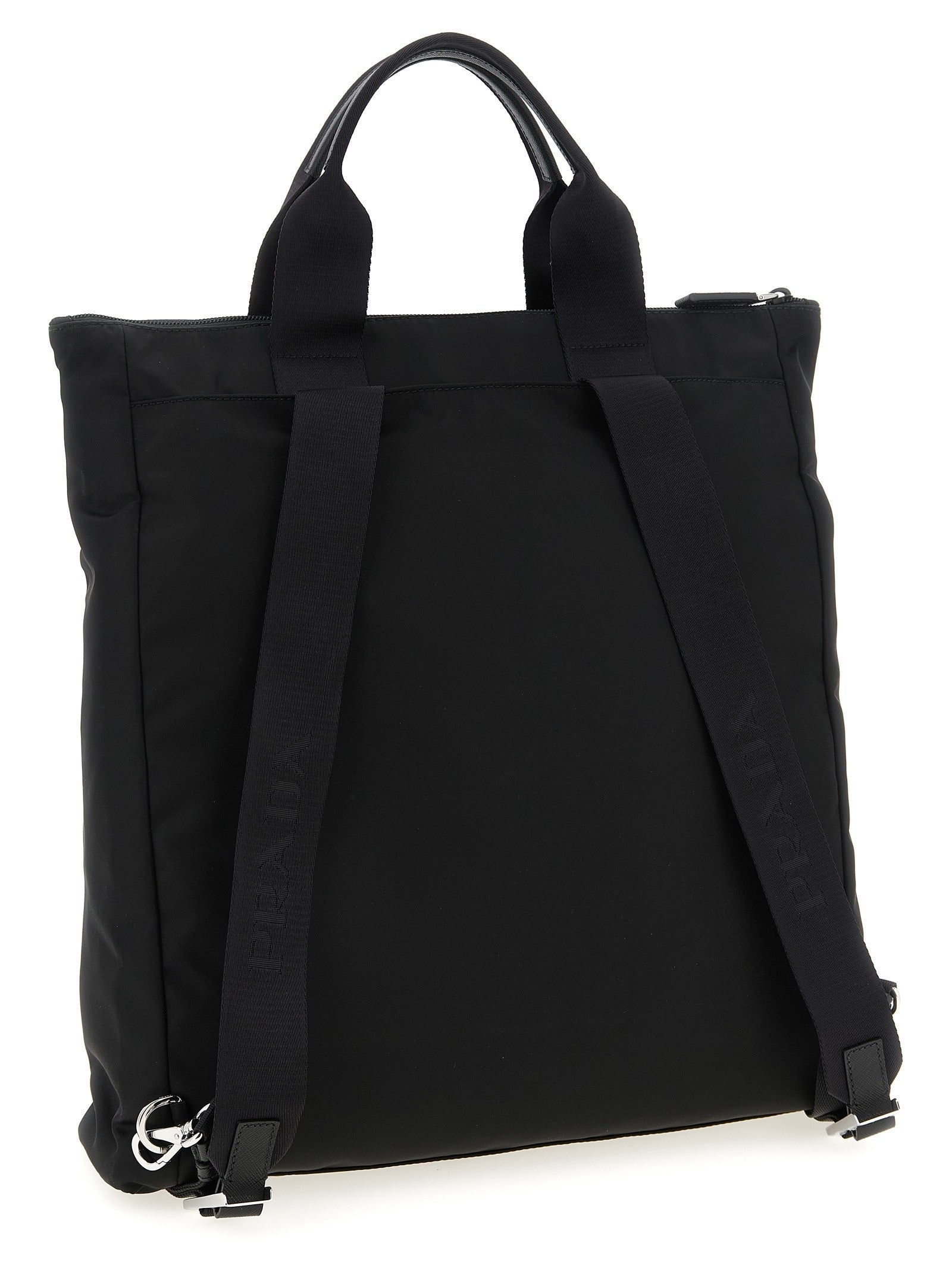 PRADA Re Nylon and Saffiano Backpack Shopping Bag Black