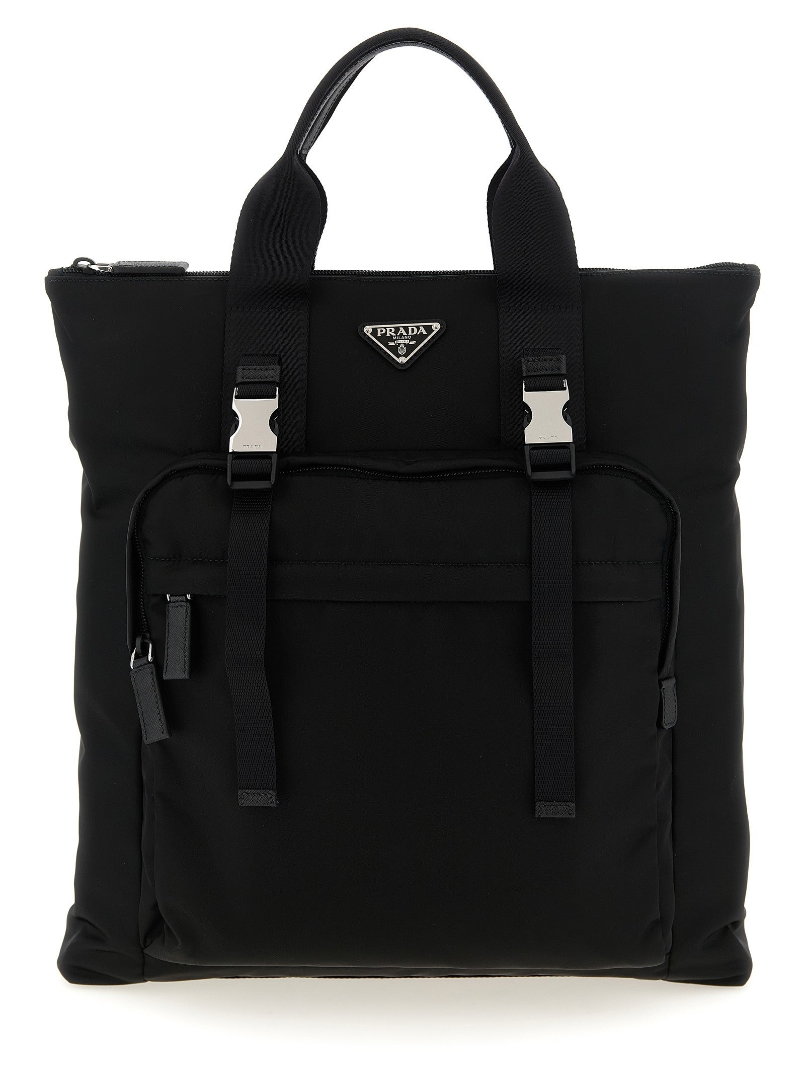 PRADA Re Nylon and Saffiano Backpack Shopping Bag Black