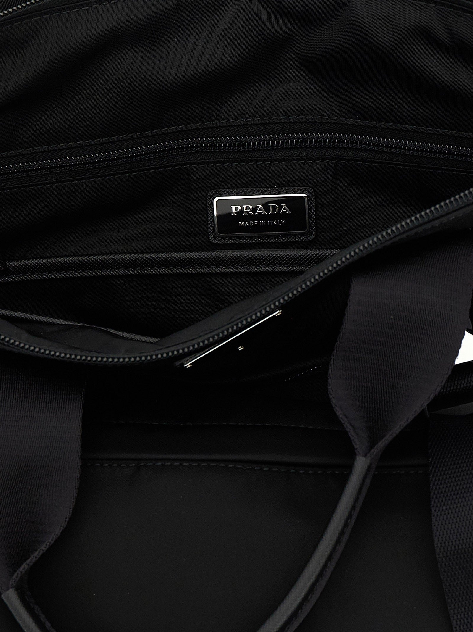 PRADA Re Nylon and Saffiano Backpack Shopping Bag Black