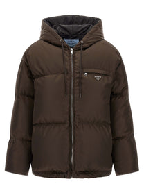 PRADA Re Nylon Down Jacket Brown
