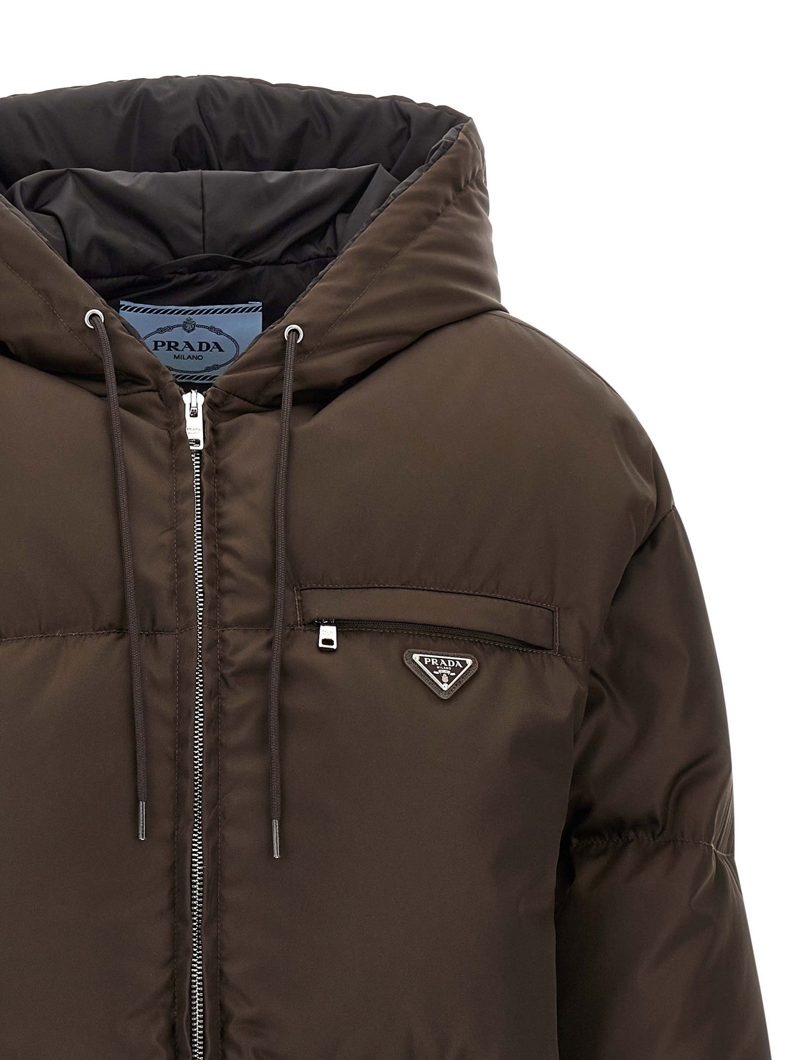 PRADA Re Nylon Down Jacket Brown