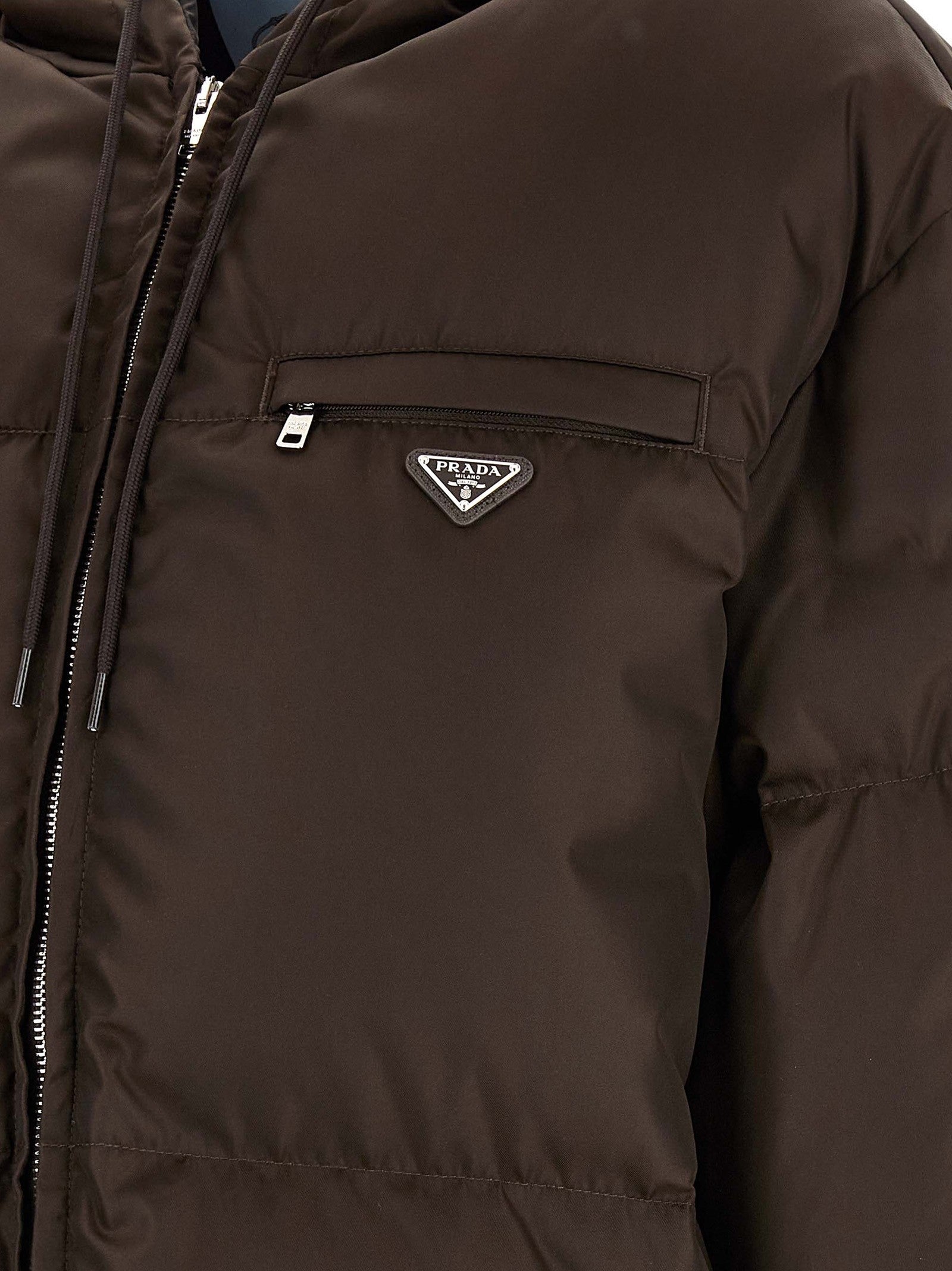 PRADA Re Nylon Down Jacket Brown