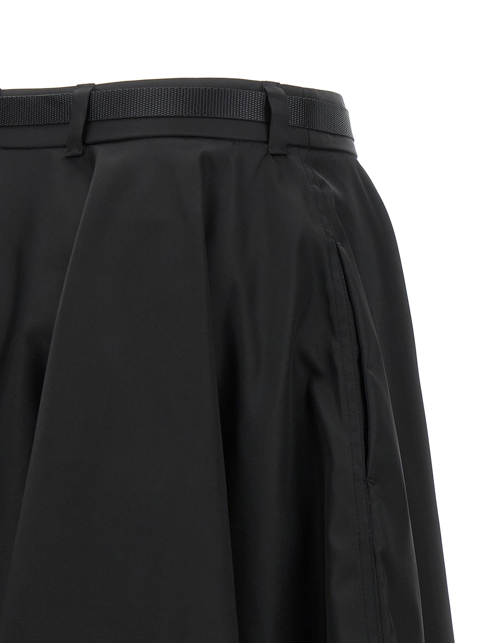 Prada Re Nylon Flared Skirt Black