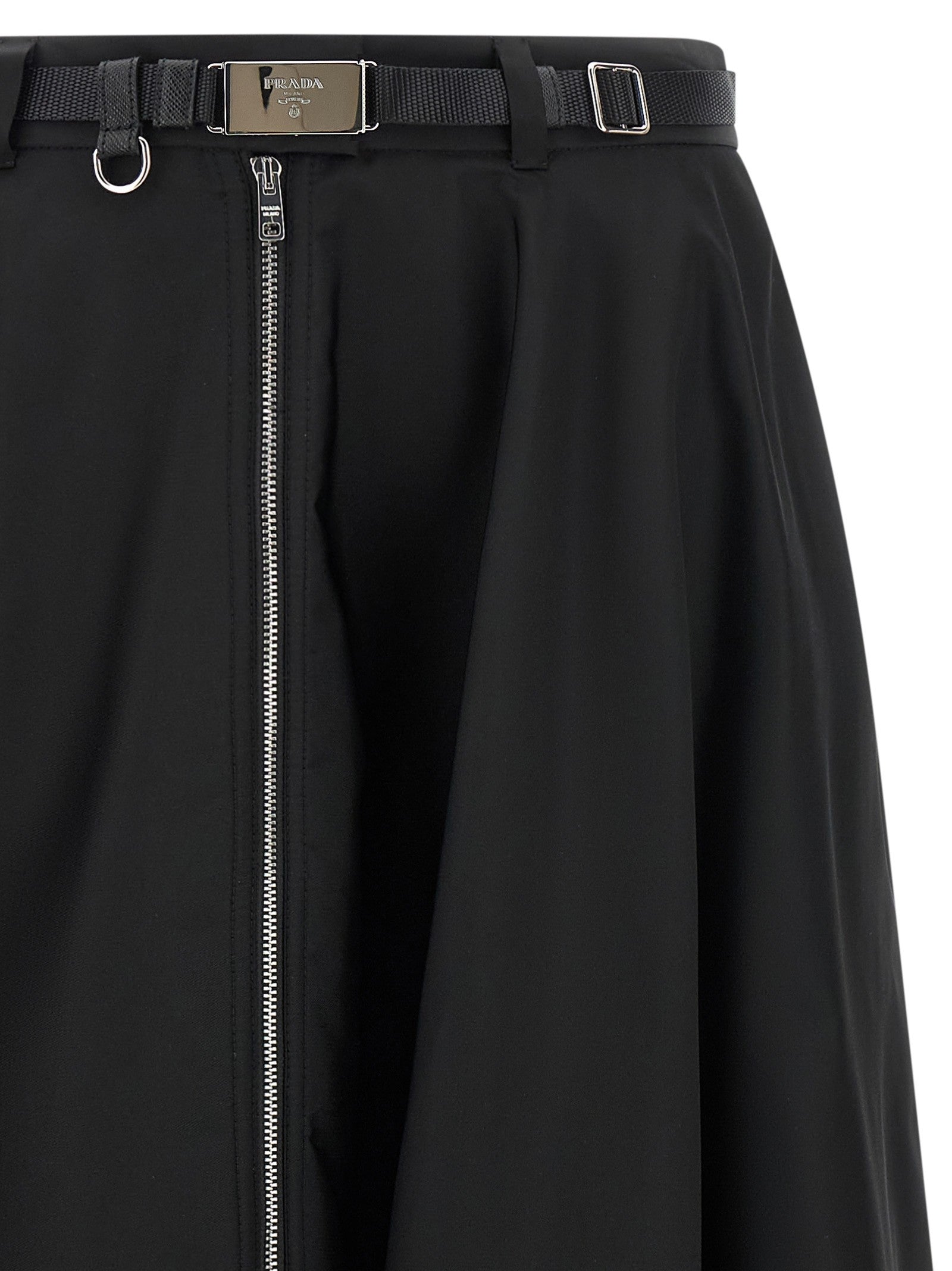 Prada Re Nylon Flared Skirt Black