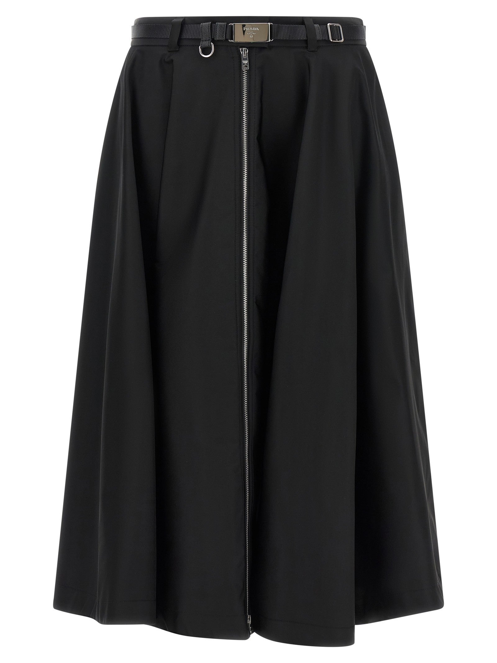 Prada Re Nylon Flared Skirt Black