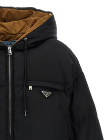 Prada Re Nylon Maxi Down Jacket Black