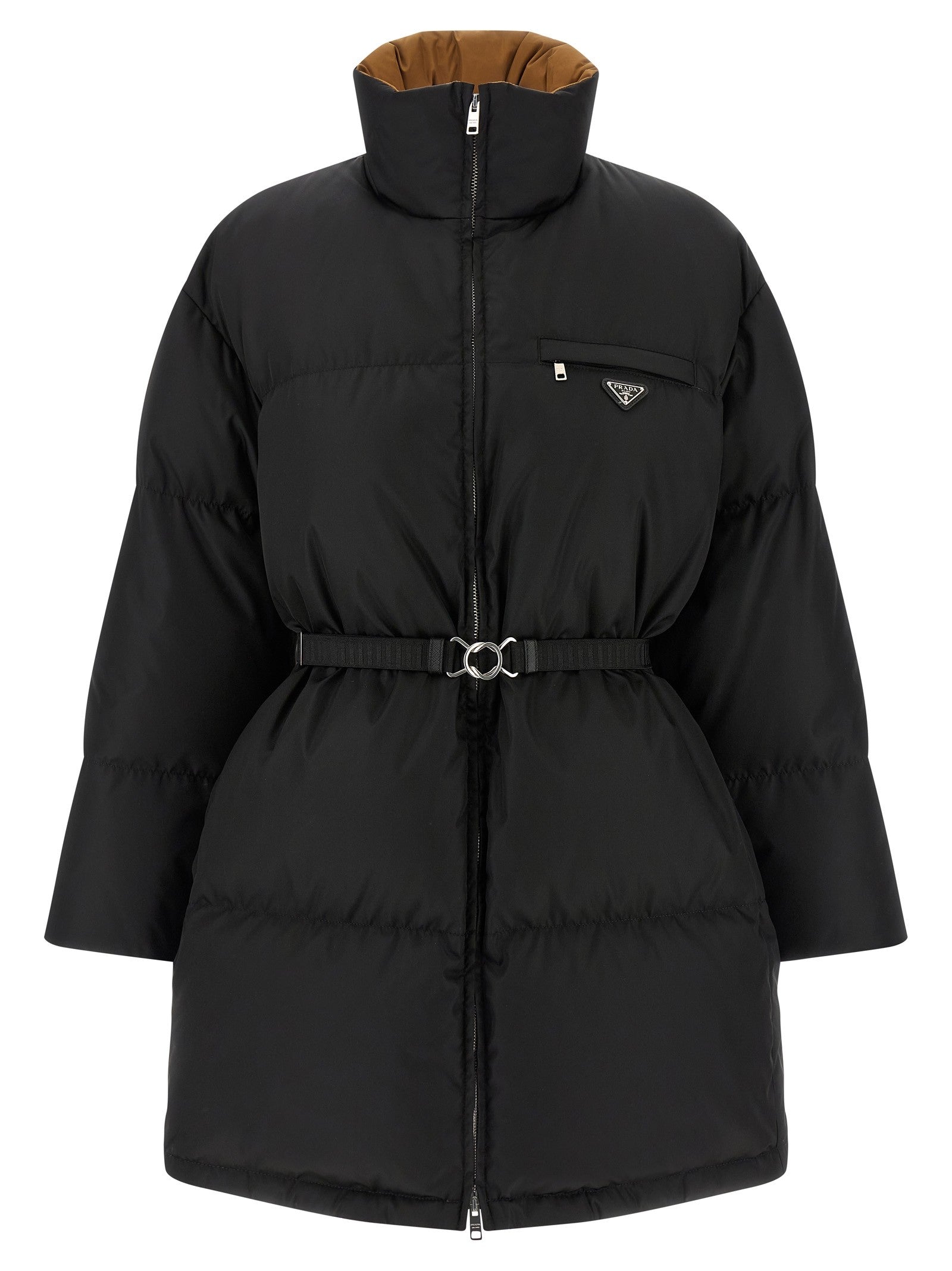 PRADA Re Nylon Maxi Down Jacket Black