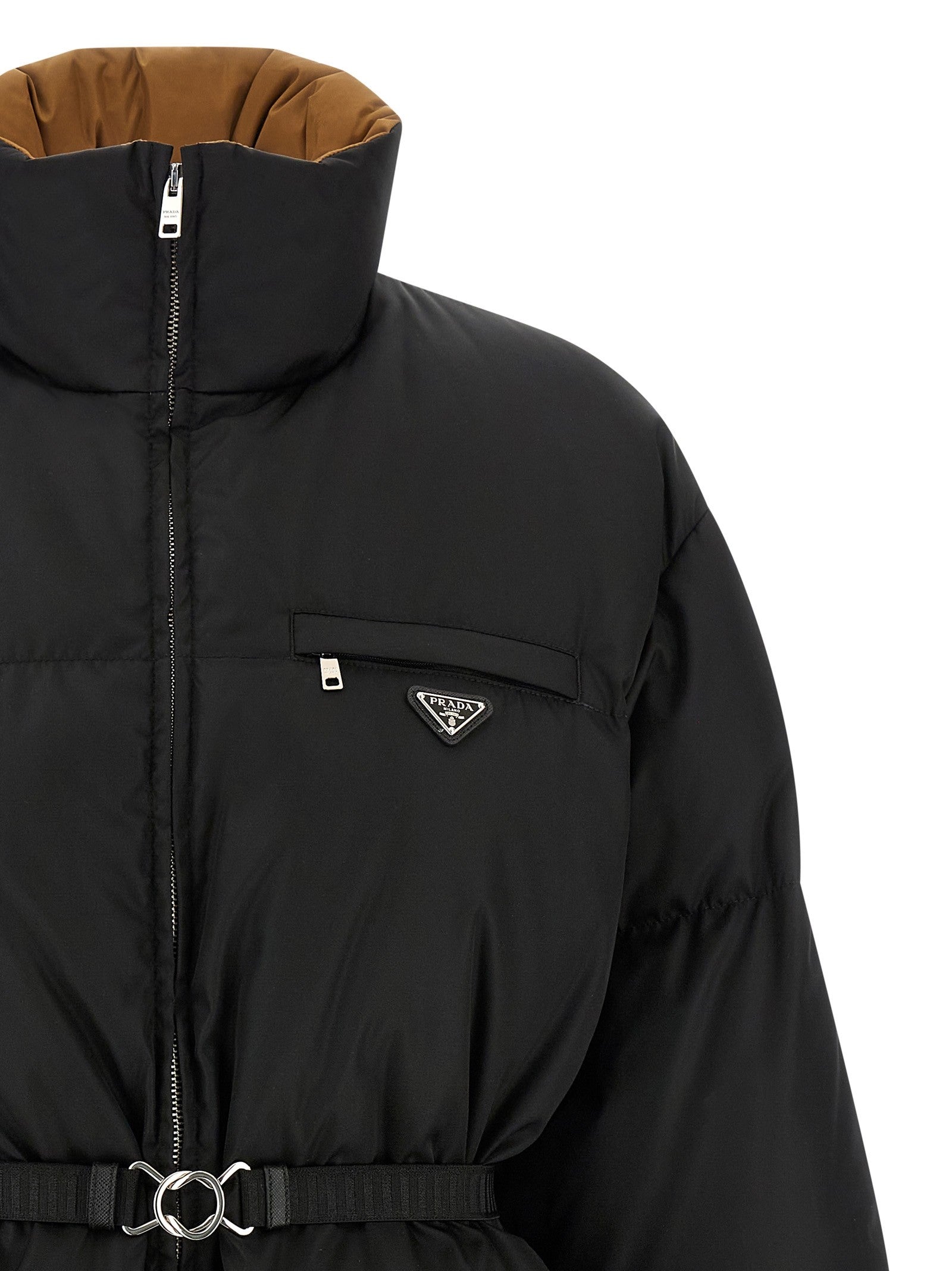 PRADA Re Nylon Maxi Down Jacket Black