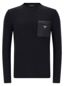 Prada Re Nylon Pocket Sweater Blue