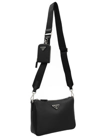 PRADA Re Nylon &amp; Saffiano Crossbody Bag Black