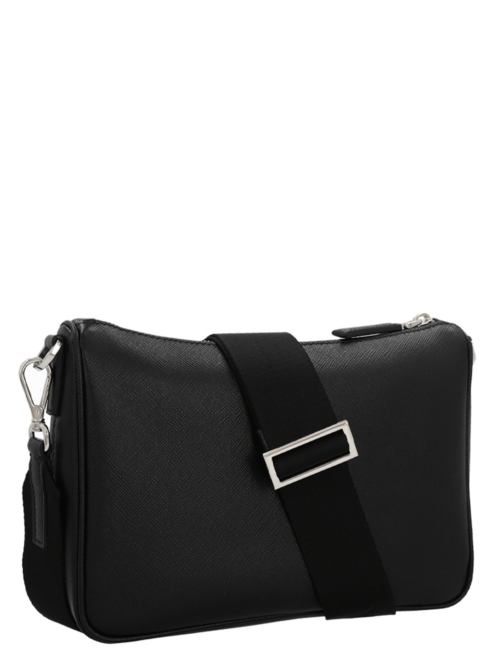 PRADA Re Nylon &amp; Saffiano Crossbody Bag Black