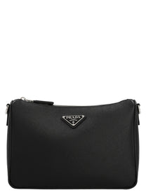 PRADA Re Nylon &amp; Saffiano Crossbody Bag Black