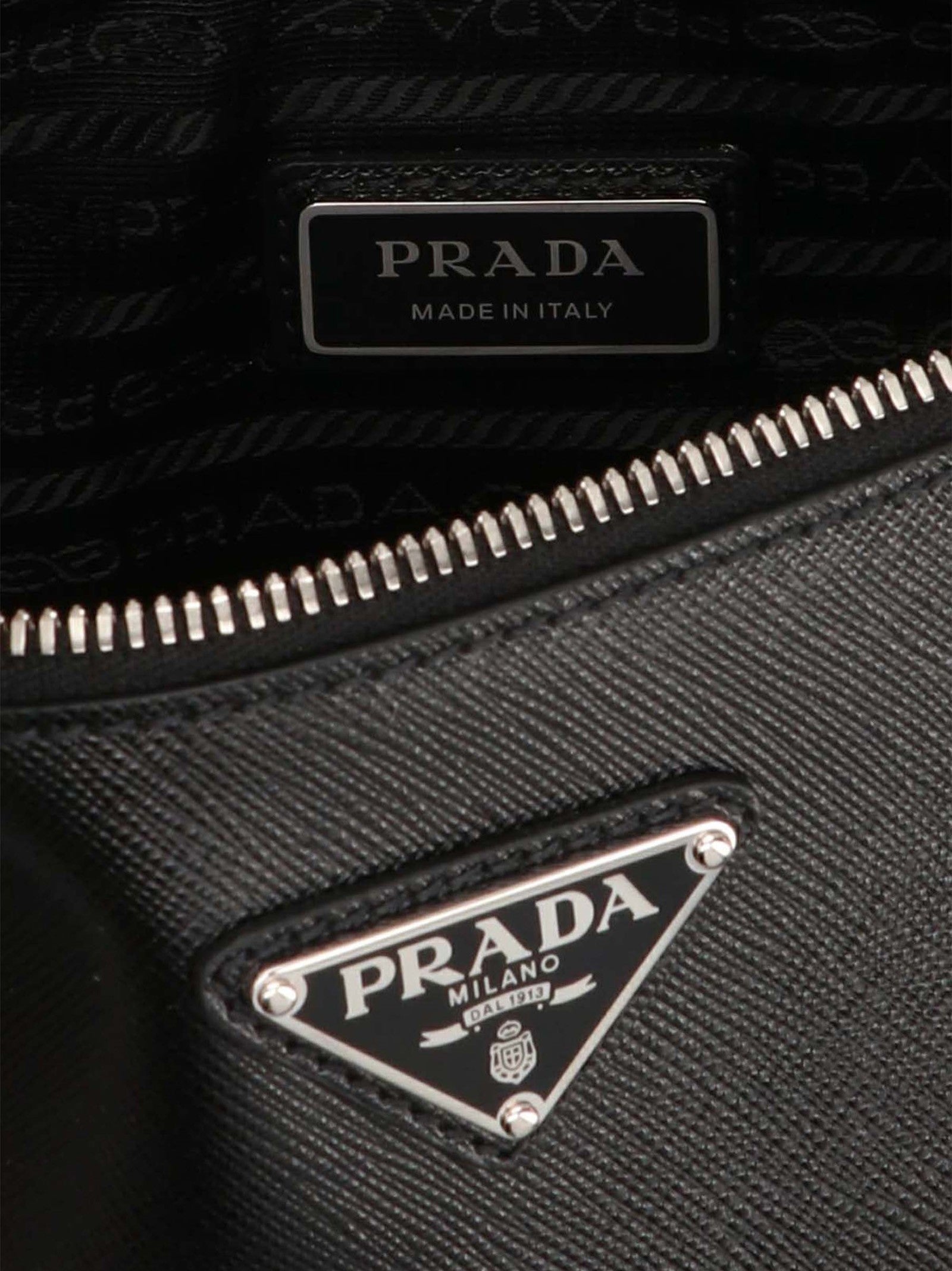 PRADA Re Nylon &amp; Saffiano Crossbody Bag Black