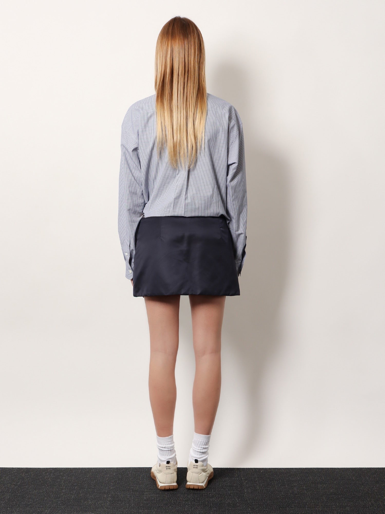 Miu Miu Women's Recycled Material Mini Skirt Blue