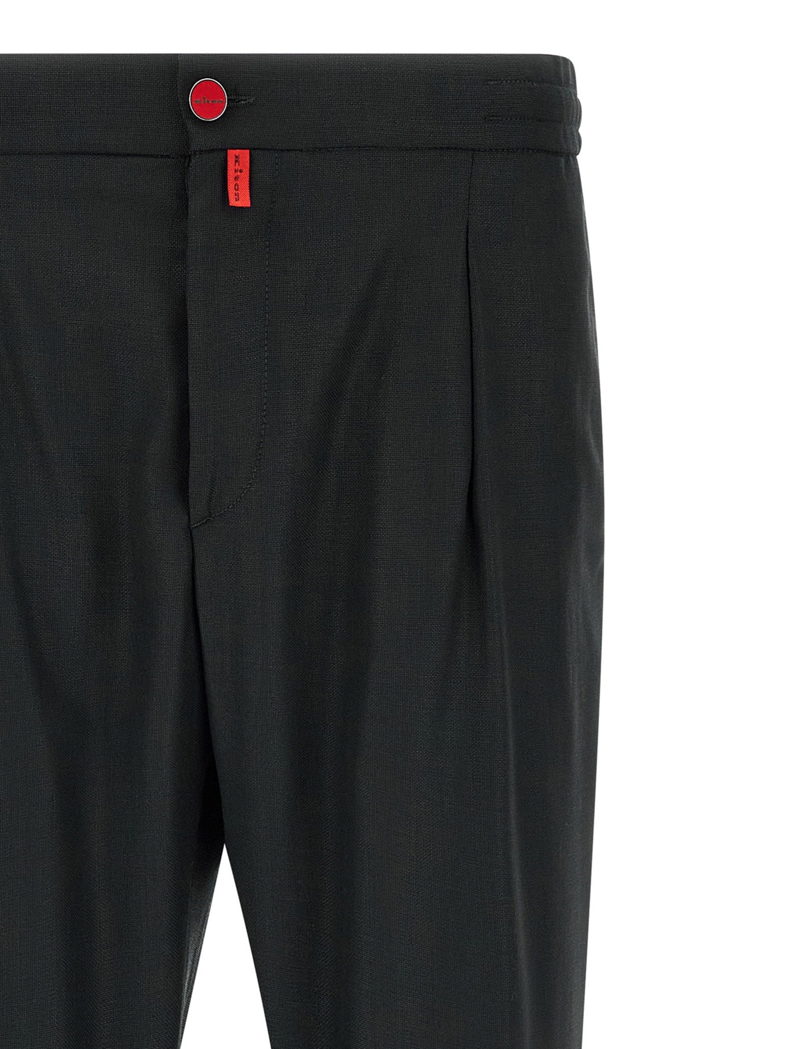 Kiton Red Button Pants Grey