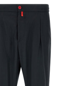 Kiton Red Button Pants Blue