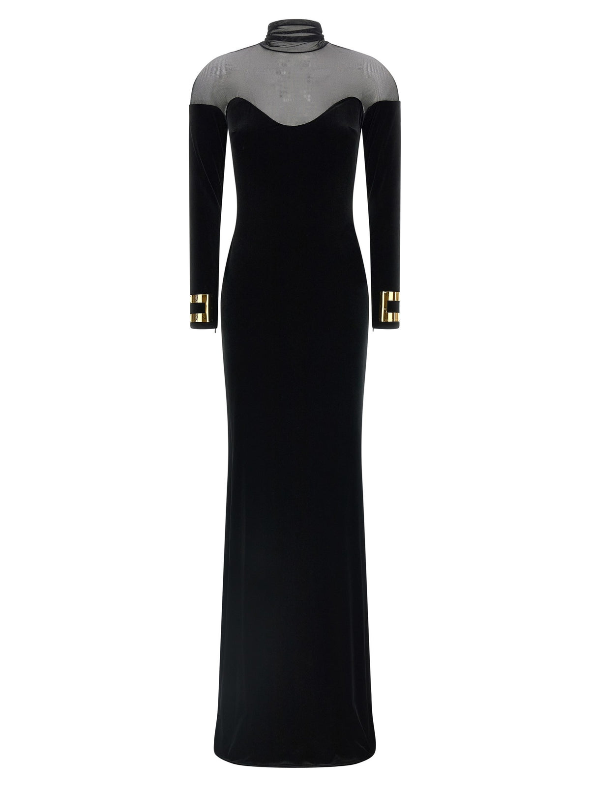 Elisabetta Franchi Women's Red Carpet Velvet Long Dress Black