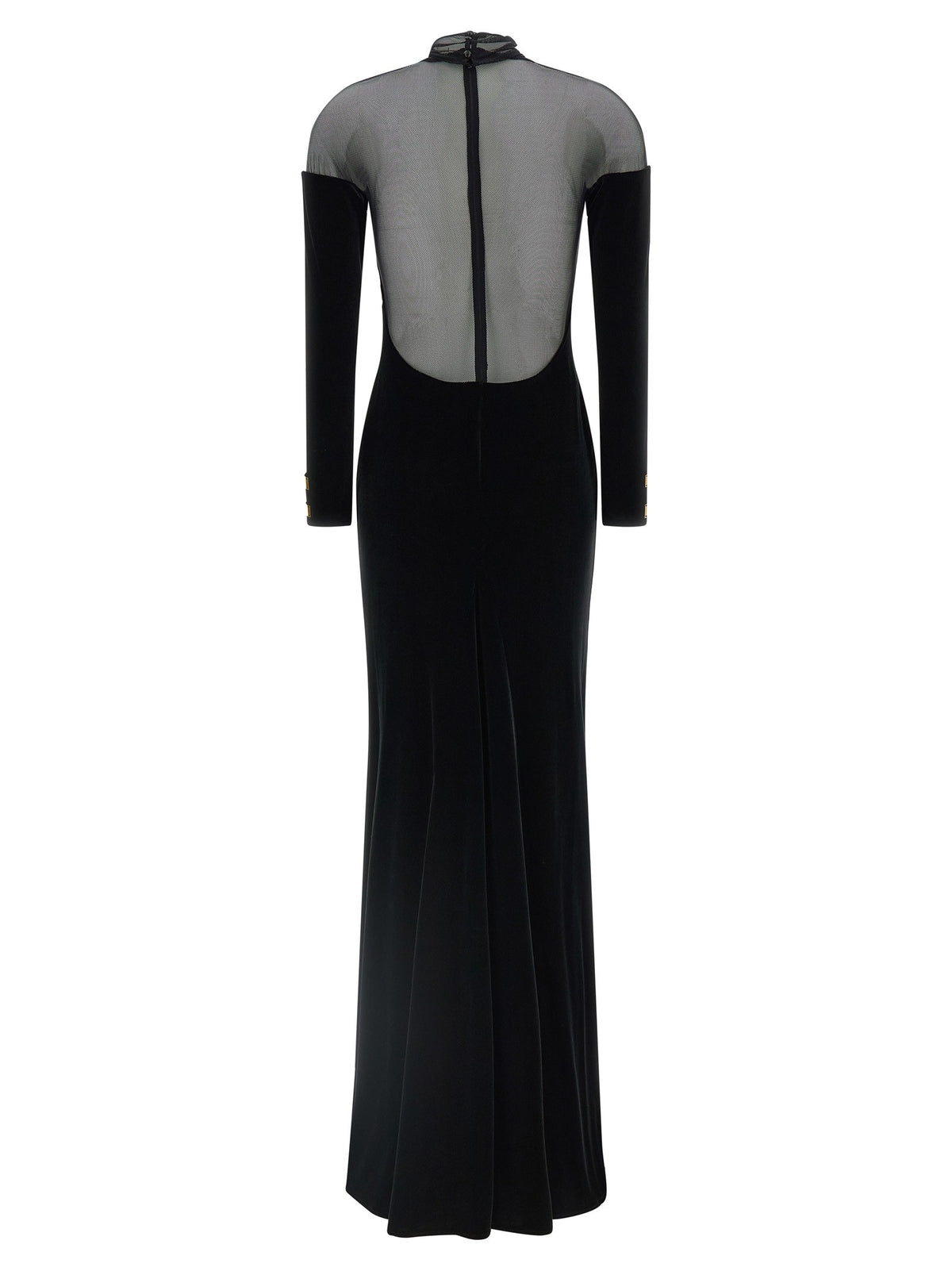 Elisabetta Franchi Women's Red Carpet Velvet Long Dress Black, view 2