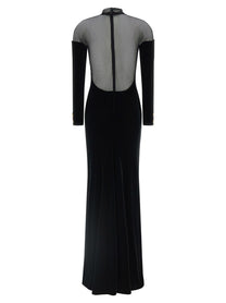 Elisabetta Franchi Women's Red Carpet Velvet Long Dress Black, view 2