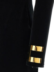 Elisabetta Franchi Women's Red Carpet Velvet Long Dress Black, view 4
