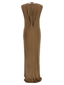Elisabetta Franchi Red Carpet Dress Beige