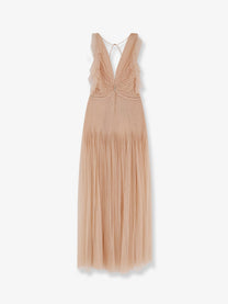 Elisabetta Franchi Women's Red Carpet Long Dress Beige