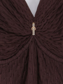 Elisabetta Franchi Women's Red Carpet Long Dress Brown