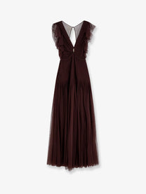 Elisabetta Franchi Women's Red Carpet Long Dress Brown