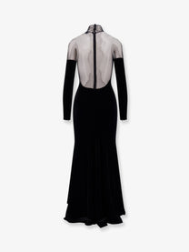 Elisabetta Franchi Women's Red Carpet Velvet Long Dress Black