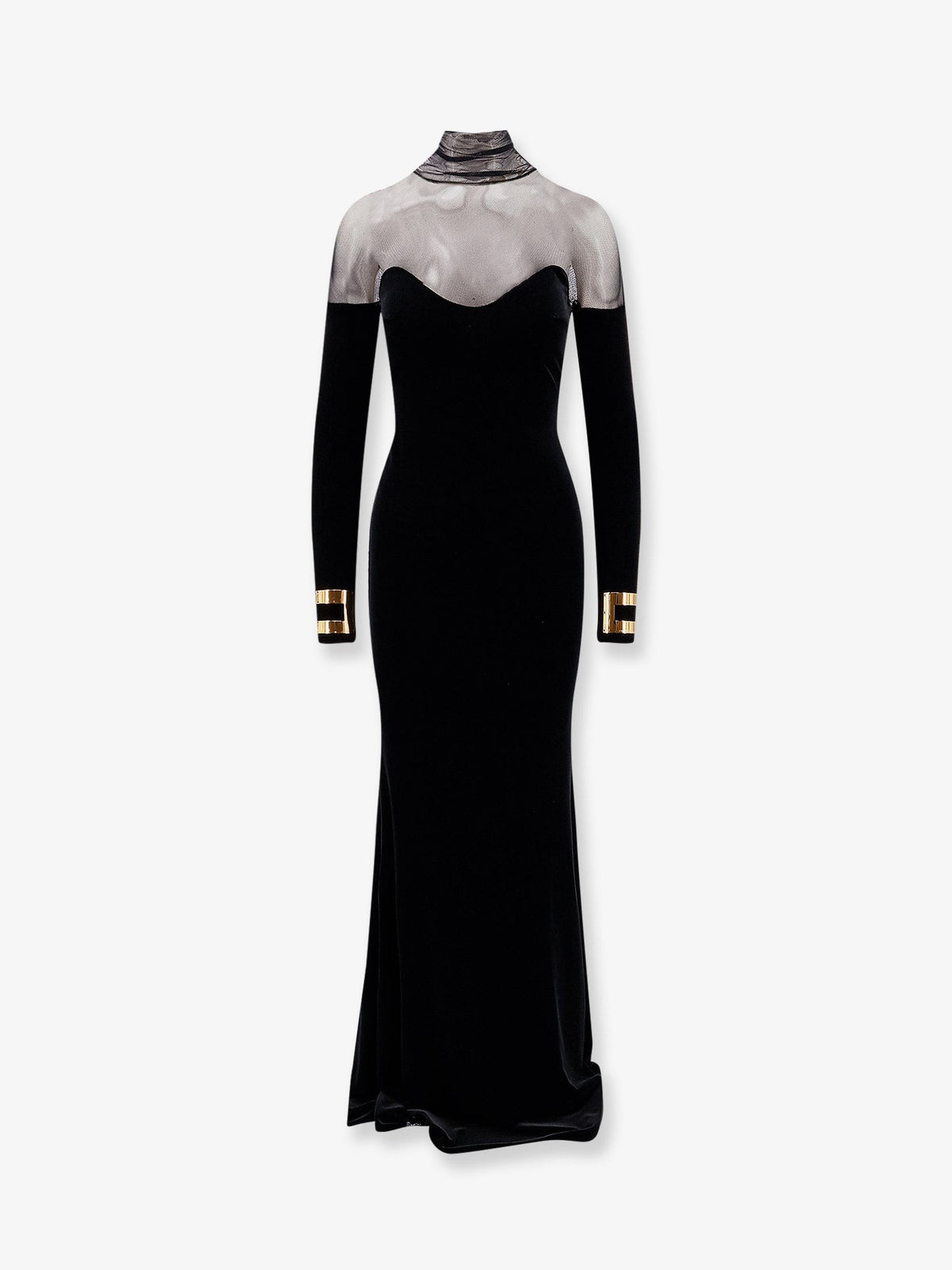 Elisabetta Franchi Women's Red Carpet Velvet Long Dress Black