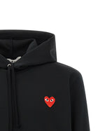 Comme Des Garcons Play Red Emblem Patch Hoodie Black