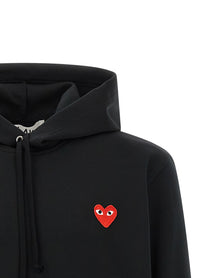 Comme Des Garcons Play Red Emblem Patch Hoodie Black