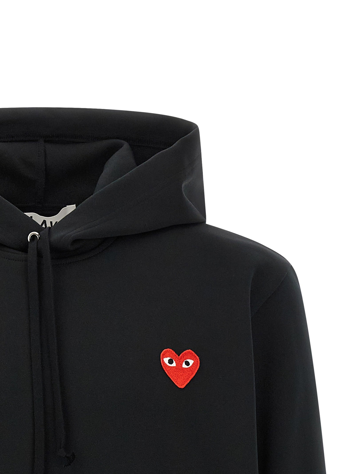 Comme Des Garcons Play Red Emblem Patch Hoodie Black