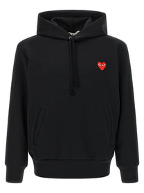 Comme Des Garcons Play Red Emblem Patch Hoodie Black