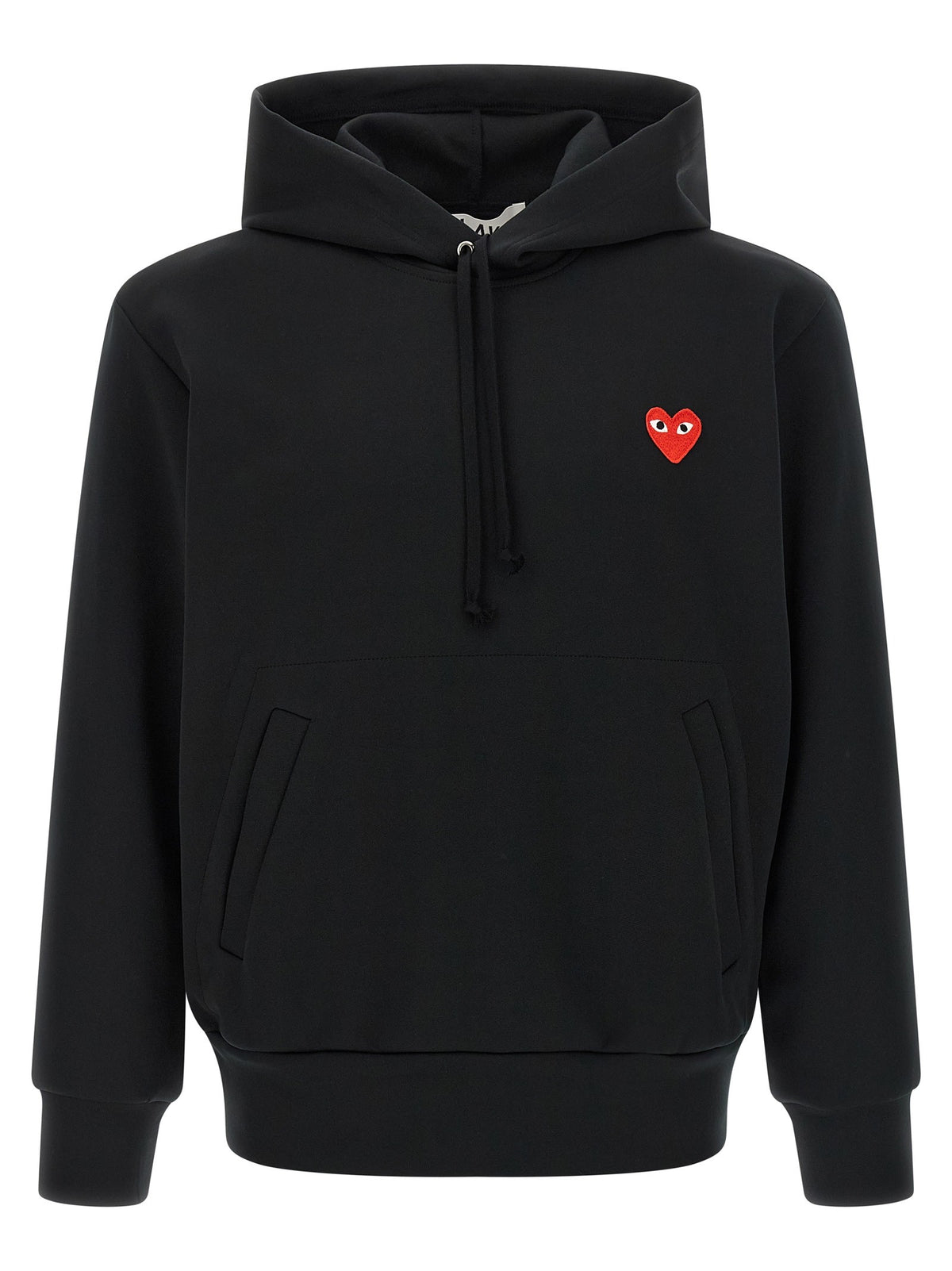 Comme Des Garcons Play Red Emblem Patch Hoodie Black