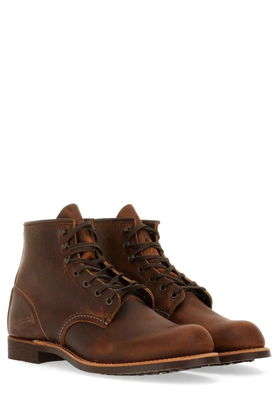 Red wing men’s stivale blacksmith brown leather work boots with dark laces and sturdy sole for durability