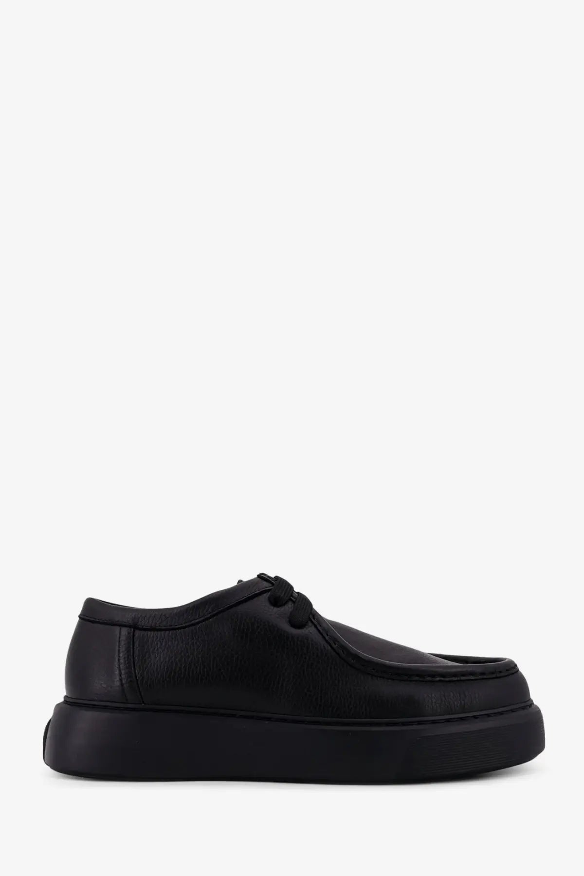 Black leather lace-up men’s fernabee shoe with thick chunky sole ideal for casual and formal wear