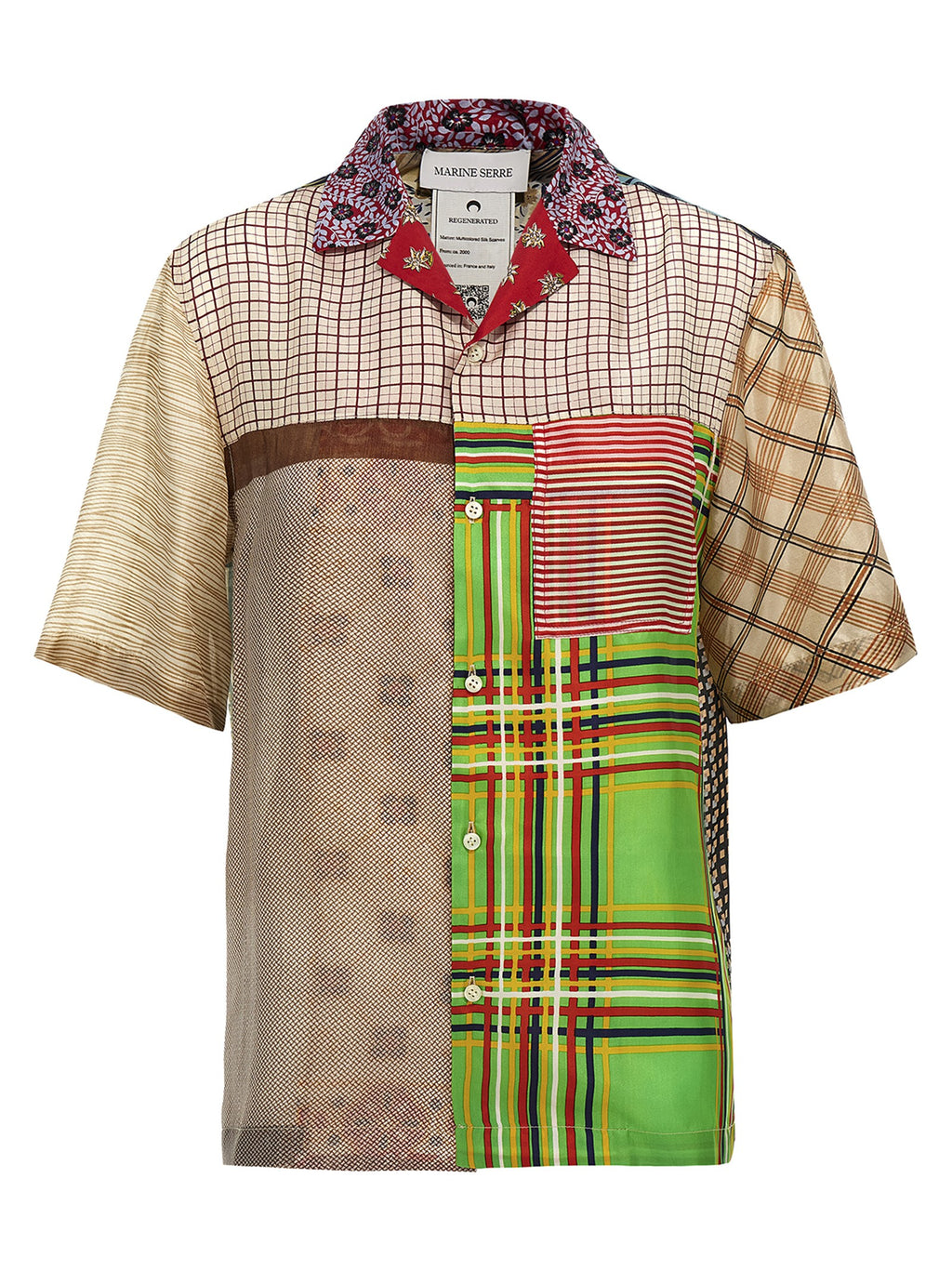 Marine Serre Regenerated Silk Scarves Bowling Shirt Gold