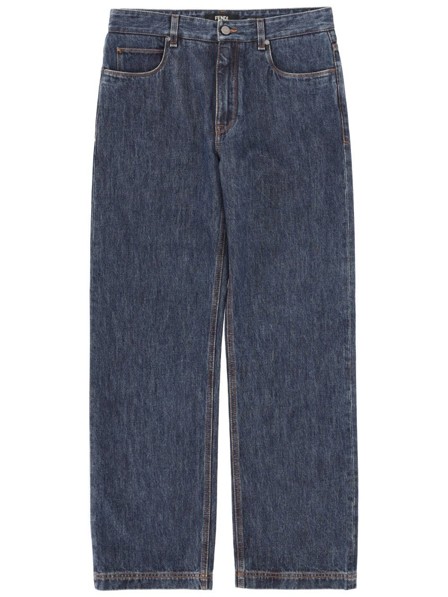 Fendi Men's Regular Fit Jeans Blue