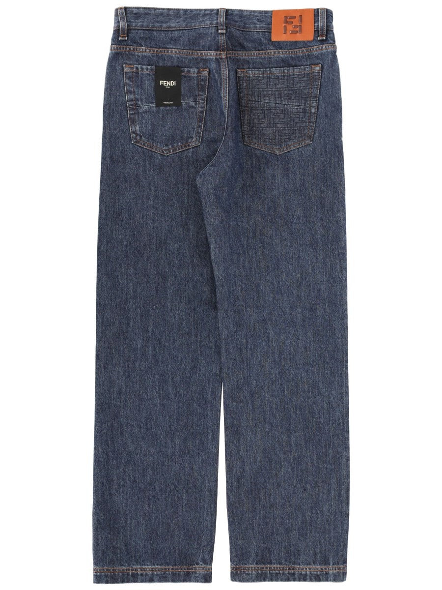 Fendi Men's Regular Fit Jeans Blue