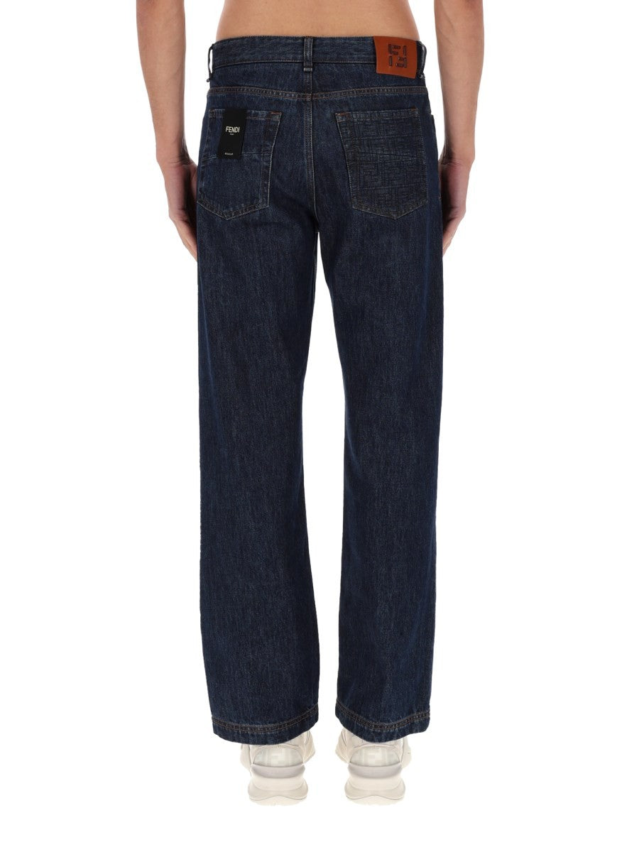 Fendi Men's Regular Fit Jeans Blue