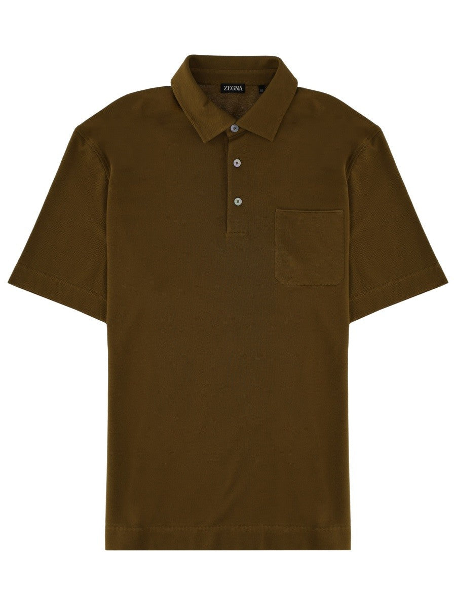 Zegna Men's Regular Fit Polo Shirt Green