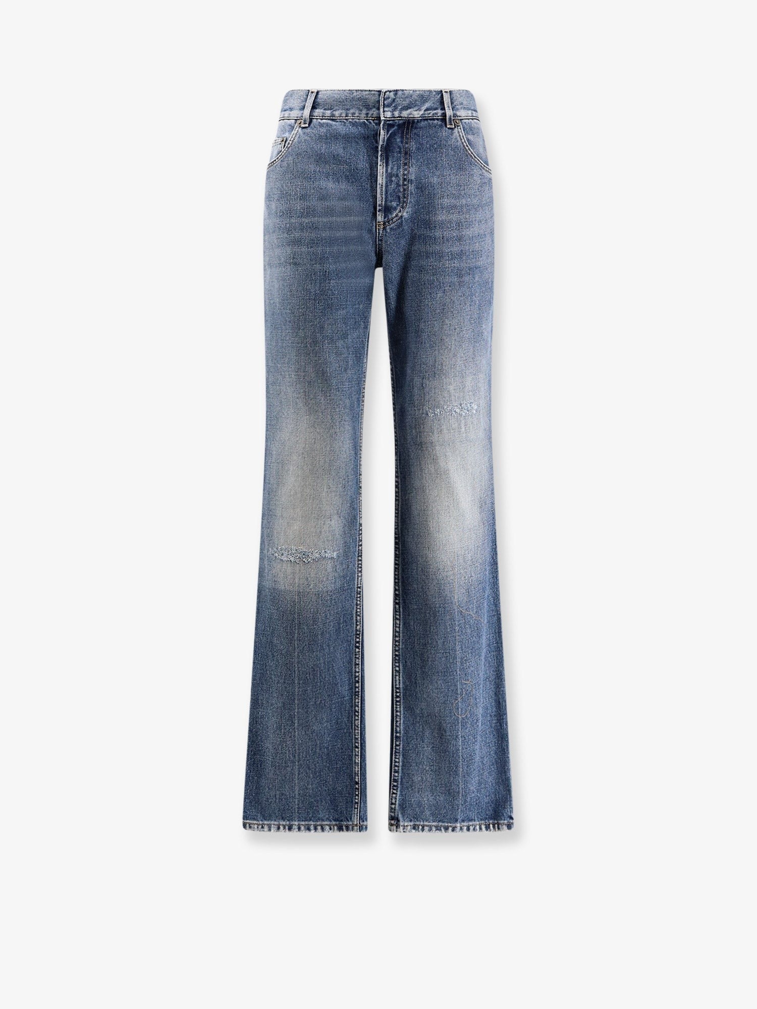 Dior Women's Regular Fit Stone Washed Denim Jeans Blue