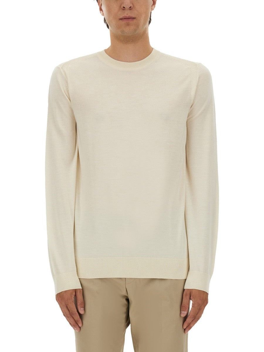 Boss Camel Men's Regular Fit Wool Sweater White