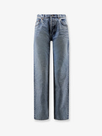 Saint Laurent Women's Relaxed Straight Jeans Blue
