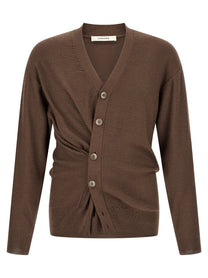 Lemaire Relaxed Twisted Cardigan Brown